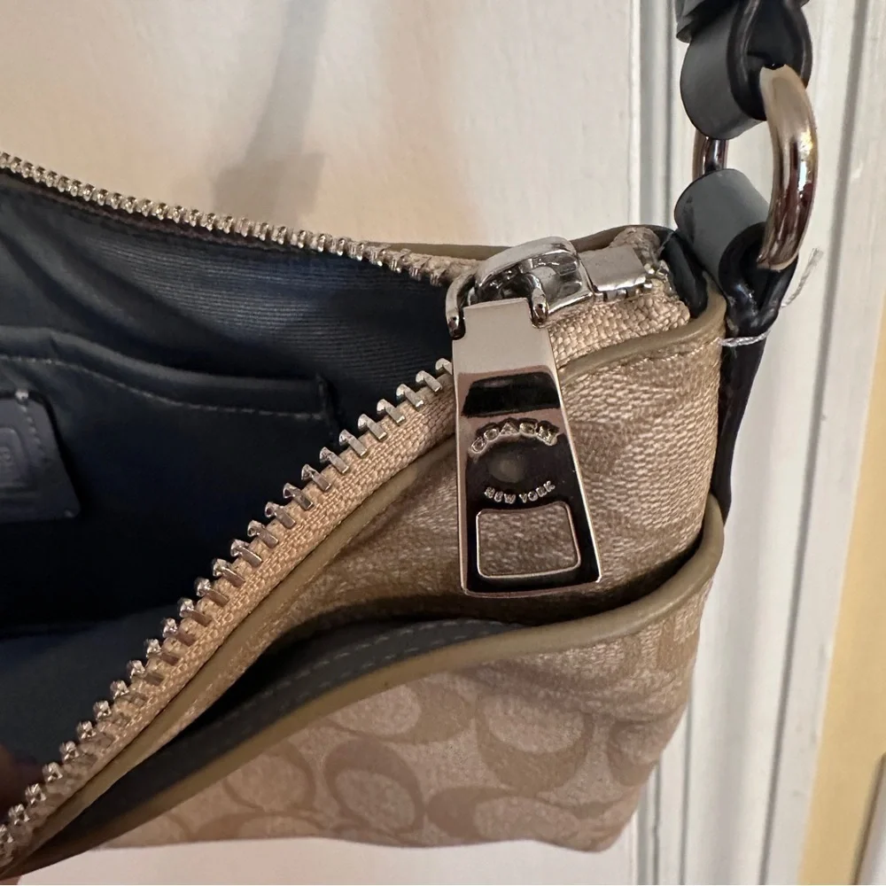 Coach Signature East West Pop Crossbody Handbag Light Khaki/Blue 101/2x7" - Picture 6 of 15